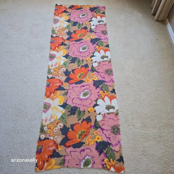 Accessories - Woven Wool Lightweight Floral Scarf